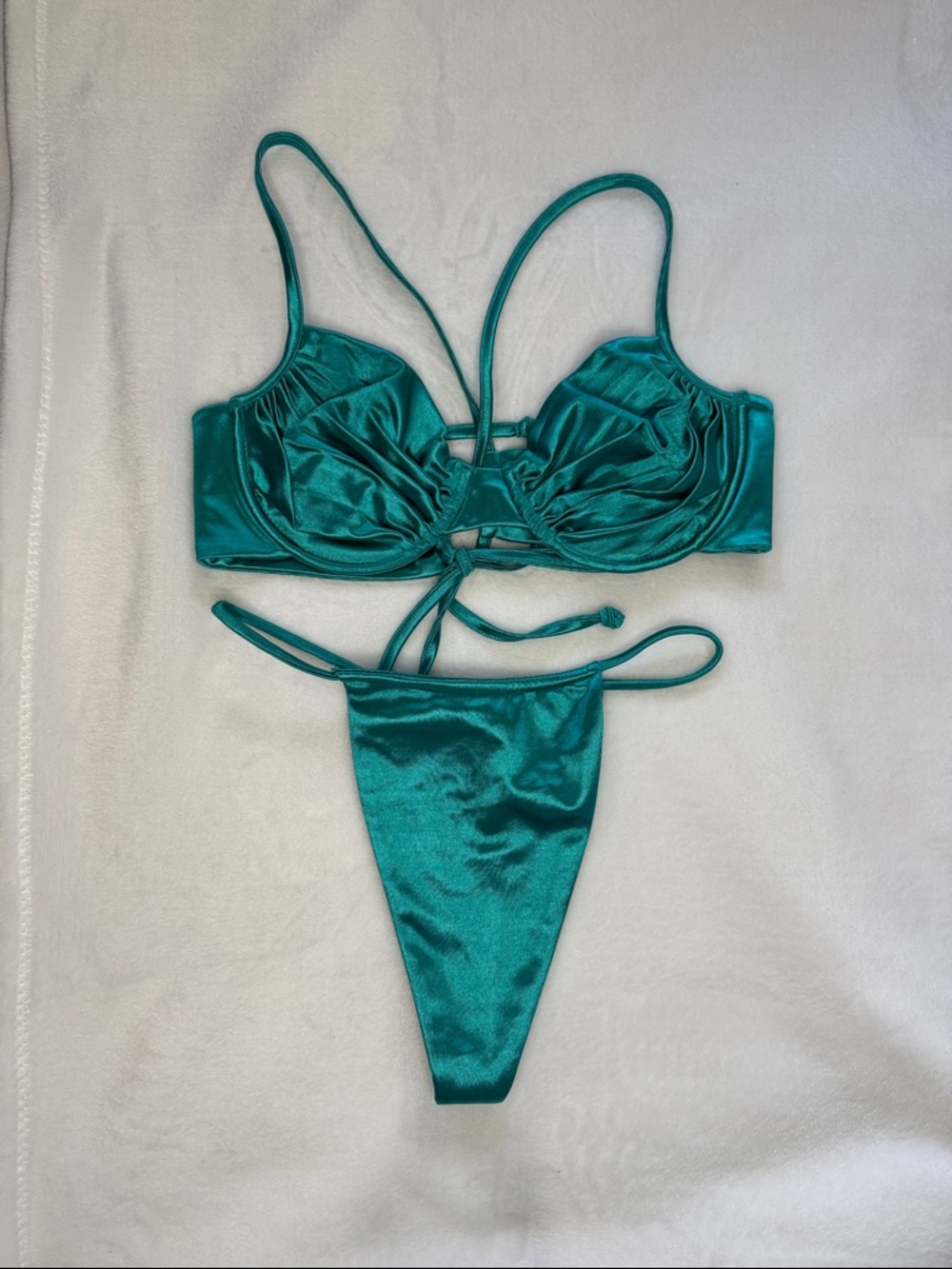 Neena Swim Shiny Teal Bikini Set